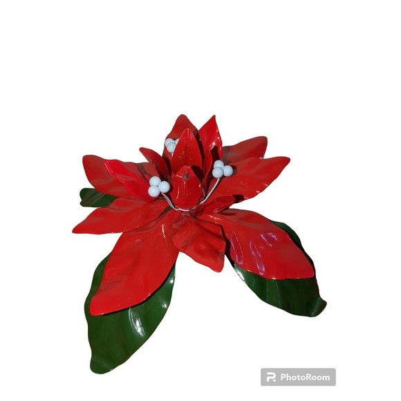 Vintage Dept 56 Poinsettia Taper Candle Holder In Original Box 7175-7 - Picture 13 of 15